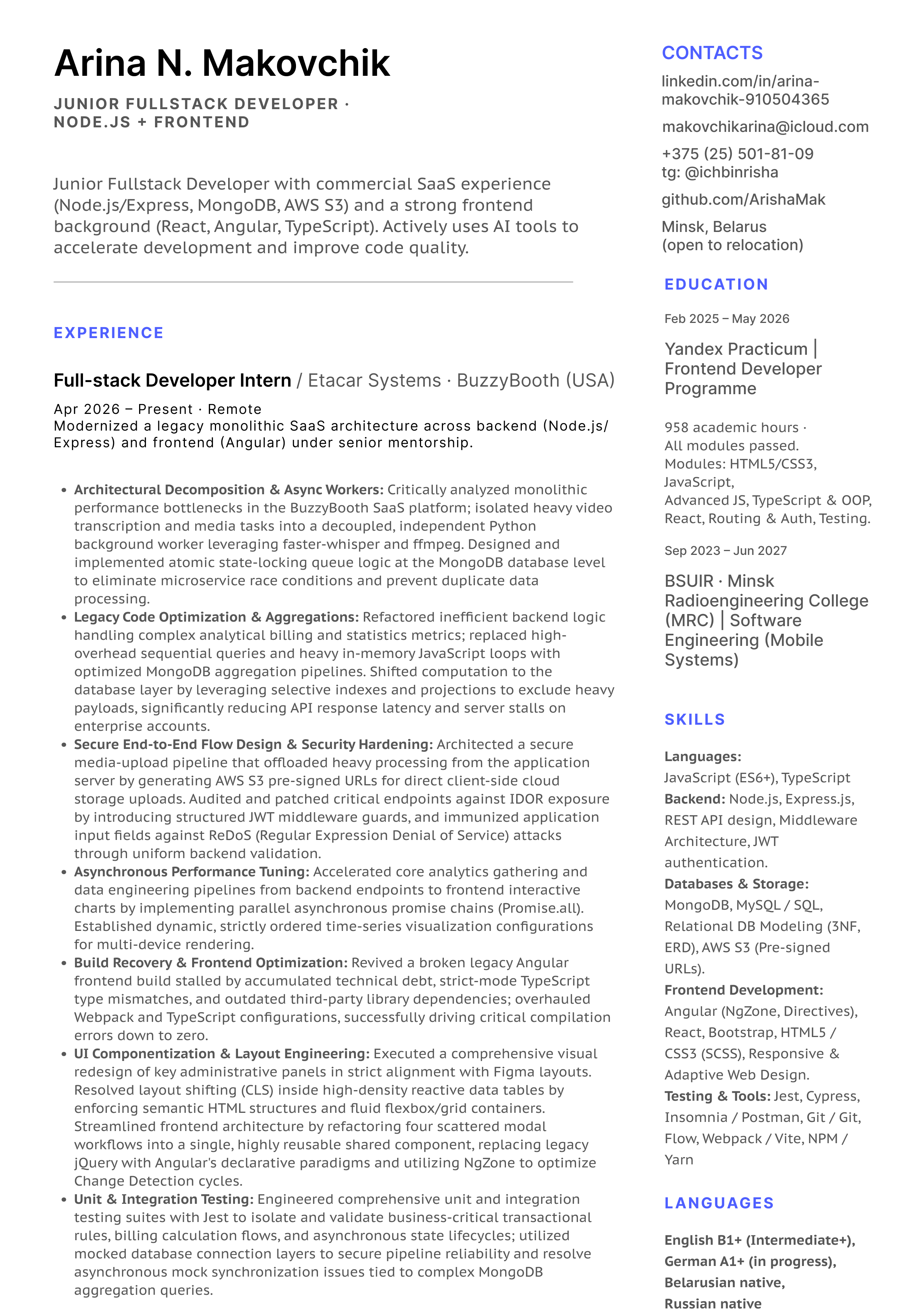 CV Page 1